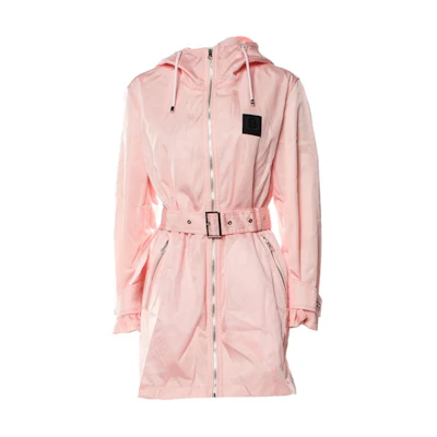 (Women) Burberry Solid Color Hooded Long Sleeve Trench Coat - Pink. 80677511
