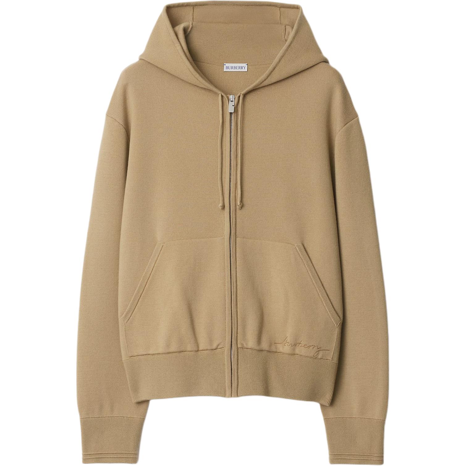 (Women) Burberry  Solid Color Hooded Zip-Up Jacket Beige 80944461