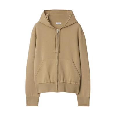 (Women) Burberry Solid Color Hooded Zip-Up Jacket Beige 80944461