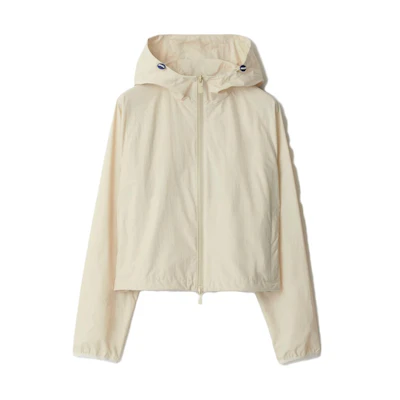 (Women) Burberry Solid Color Hooded Zip Jacket Off-White. 80825121