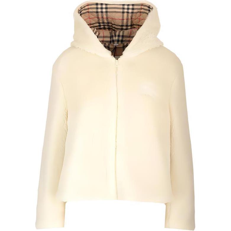 (Women) Burberry  Solid Color Hooded Zip Jacket Off-White. 80720601