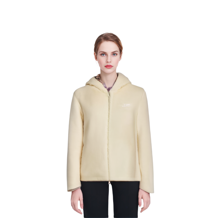 (Women) Burberry  Solid Color Hooded Zip Jacket Off-White. 80720601 圖 5