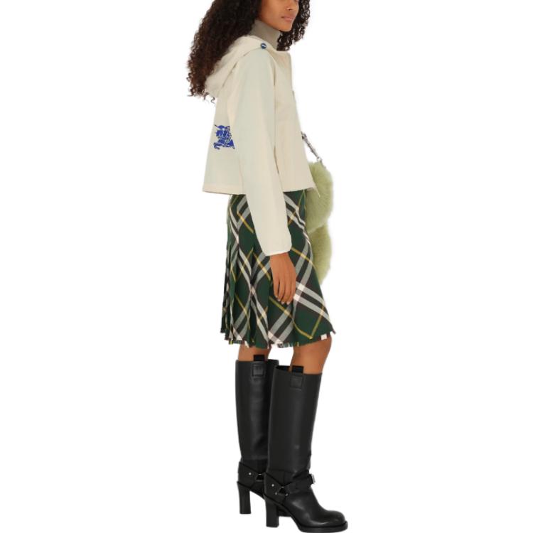 Details for (W) 버버리 솔리드 컬러 후드 지퍼 자켓 오프 화이트. 80825121