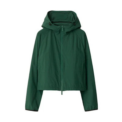 (Women) Burberry Solid Color Hooded Zip Short Jacket Green. 80825111