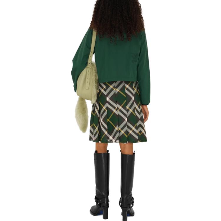 Purchase (W) Burberry Jaket Pendek Berhud Zip Warna Hijau. 80825111