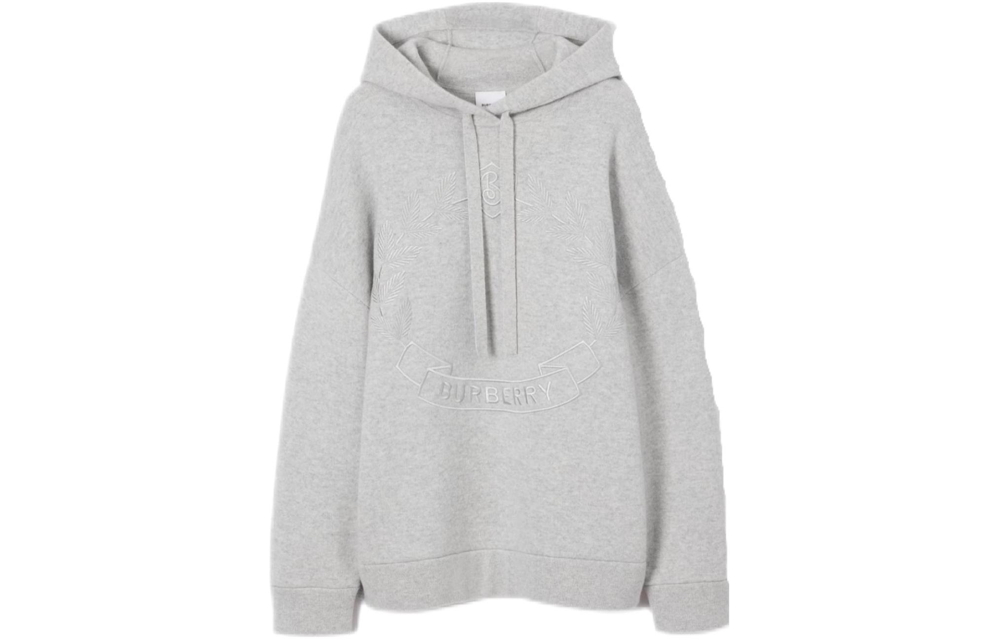 (Women) Burberry  Solid Color Letter Print Pullover Sweatshirt Gray. 80715431