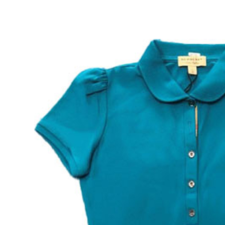 (Women) Burberry  Solid Color Logo Polo Shirt Blue Short Sleeve 80041141 圖 3