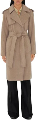(Women) Burberry Solid Color Long Sleeve Belted Cuban Collar Coat Camel. 80938441 Shop (Women) Burberry Solid Color Long Sleeve Belted Cuban Collar Coat Camel. 80938441
