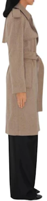 (Women) Burberry Solid Color Long Sleeve Belted Cuban Collar Coat Camel. 80938441 Details for (Women) Burberry Solid Color Long Sleeve Belted Cuban Collar Coat Camel. 80938441