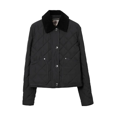 (Women) Burberry Solid Color Long Sleeve Cotton Jacket - Black. 80785191