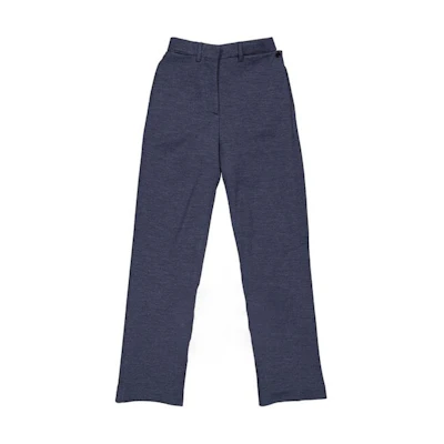 (Women) Burberry Solid Color Mid-Waist Straight Leg Casual Pants Blue 80301781