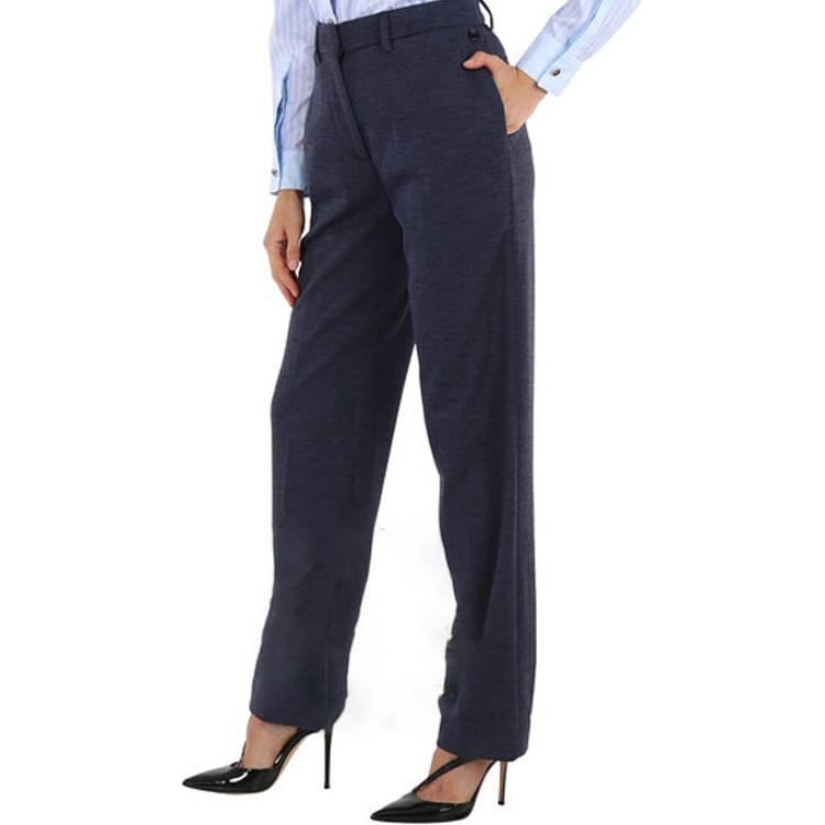 Details for (W) 버버리 솔리드 컬러 미드웨이스트 스트레이트 핏 캐주얼 팬츠 블루 80301781