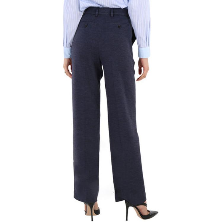 Sizing (W) 버버리 솔리드 컬러 미드웨이스트 스트레이트 핏 캐주얼 팬츠 블루 80301781