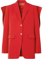 (Women) Burberry Solid Color Single-Breasted Blazer - Red 80467281 (Women) Burberry Solid Color Single-Breasted Blazer - Red 80467281
