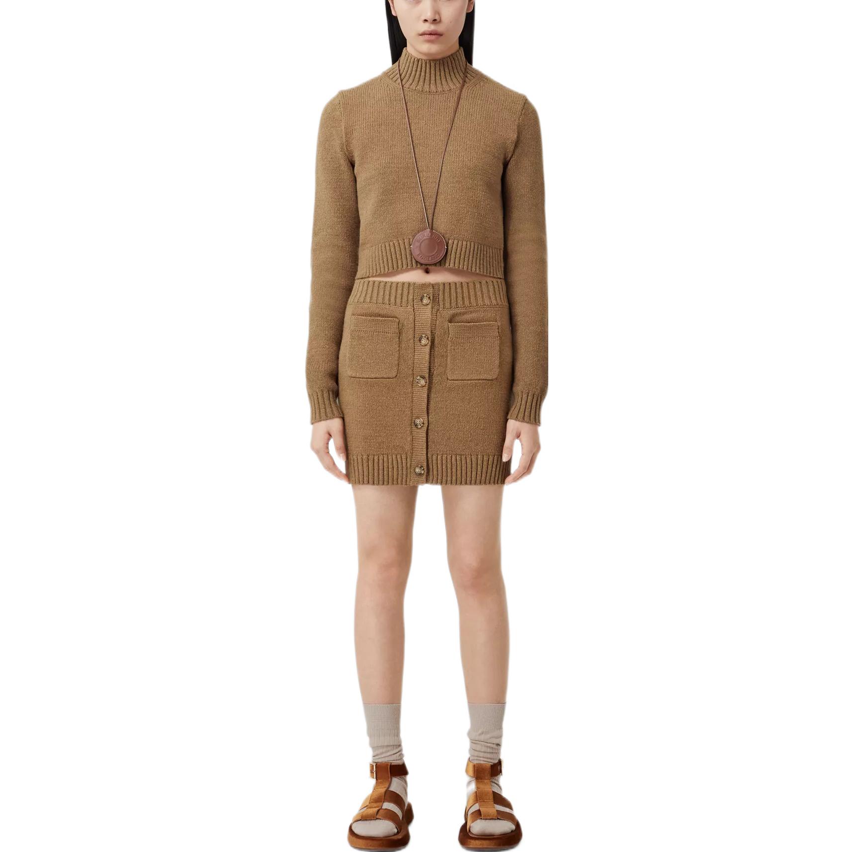 (Women) Burberry  Solid Color Single-Breasted Casual Skirt with Dual Pockets. 80555891 圖 3