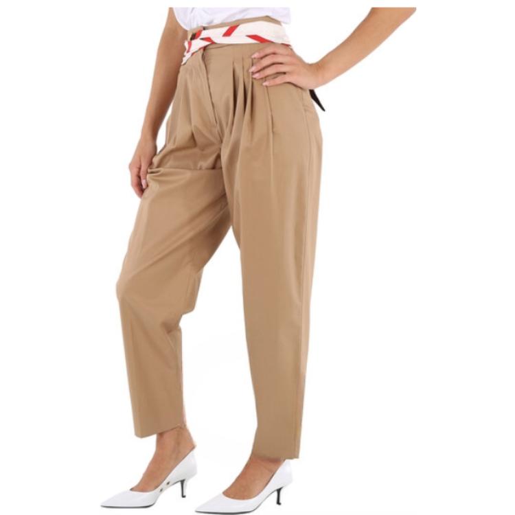 (Women) Burberry  Solid Color Slim Fit Straight Casual Pants Khaki 45604451 圖 6