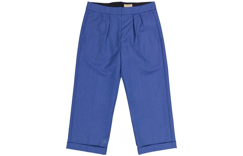 (Women) Burberry  Solid Color Straight-Leg Cropped Pants Navy Blue. 80021811