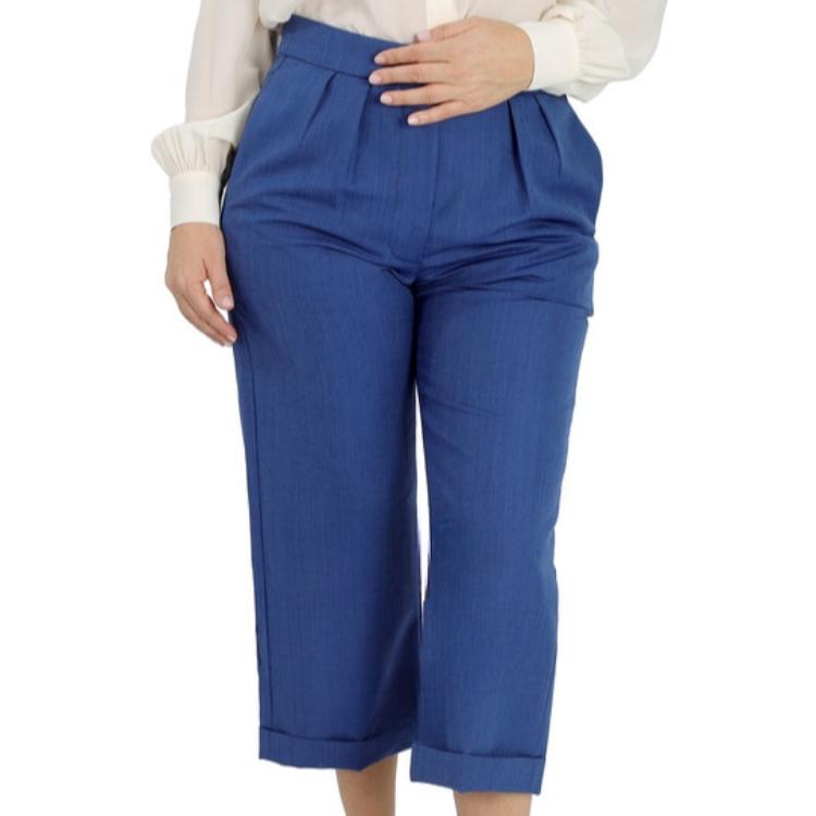 (Women) Burberry  Solid Color Straight-Leg Cropped Pants Navy Blue. 80021811 圖 4