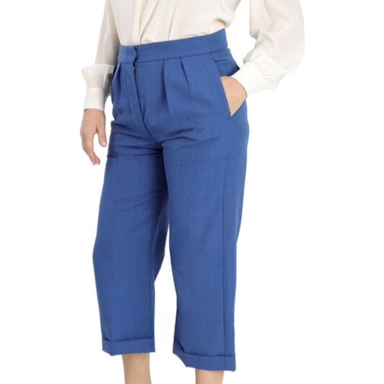 (Women) Burberry  Solid Color Straight-Leg Cropped Pants Navy Blue. 80021811 圖 6