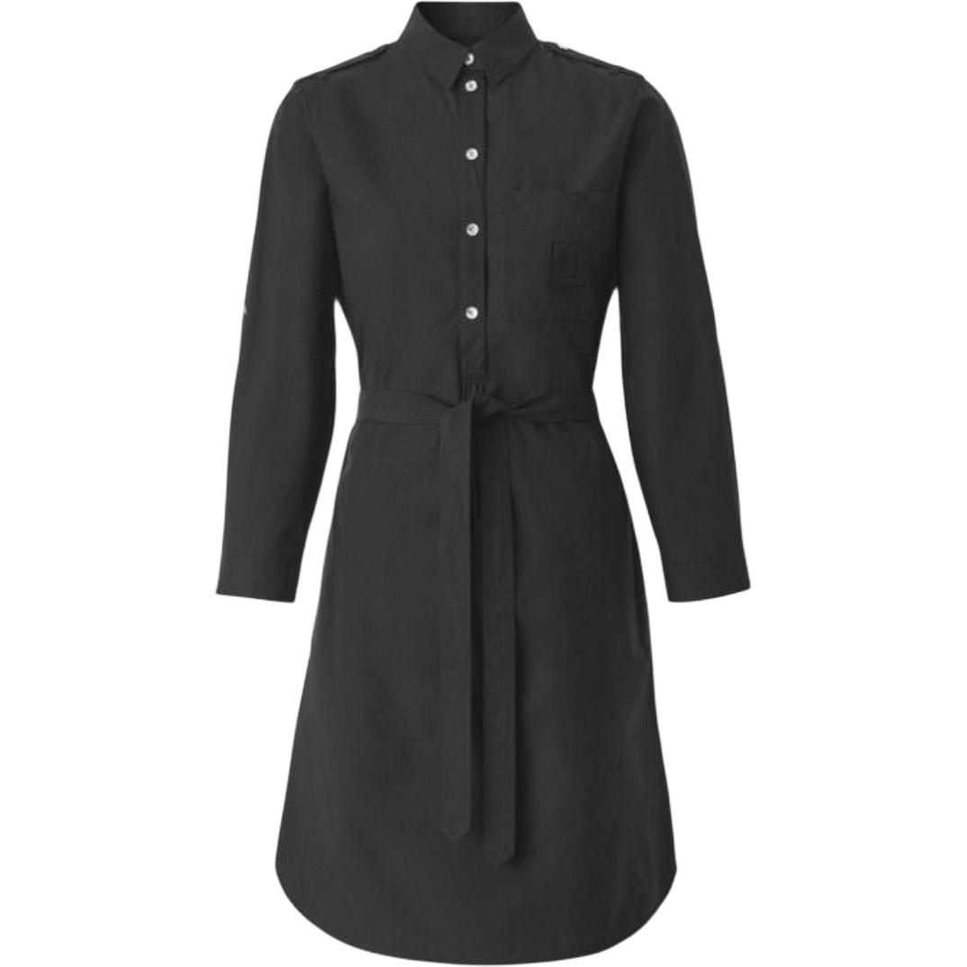 (Women) Burberry  Solid Color Tie-Front Short Sleeve Shirt Dress - Black 80529331