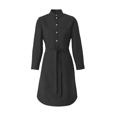(Women) Burberry Solid Color Tie-Front Short Sleeve Shirt Dress - Black 80529331