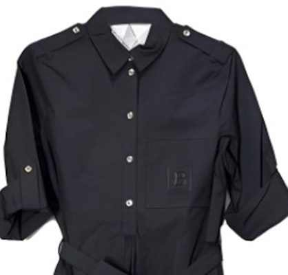 (W) 博柏利纯色系带短袖衬衫连衣裙 - 黑色 80529331 Details for (W) 博柏利纯色系带短袖衬衫连衣裙 - 黑色 80529331