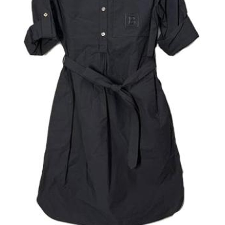 Cheap (W) 博柏利纯色系带短袖衬衫连衣裙 - 黑色 80529331