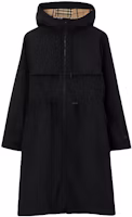 (Women) Burberry Solid Color Zipper Hoodie Long Sleeve Trench Coat Black 80707631 (Women) Burberry Solid Color Zipper Hoodie Long Sleeve Trench Coat Black 80707631