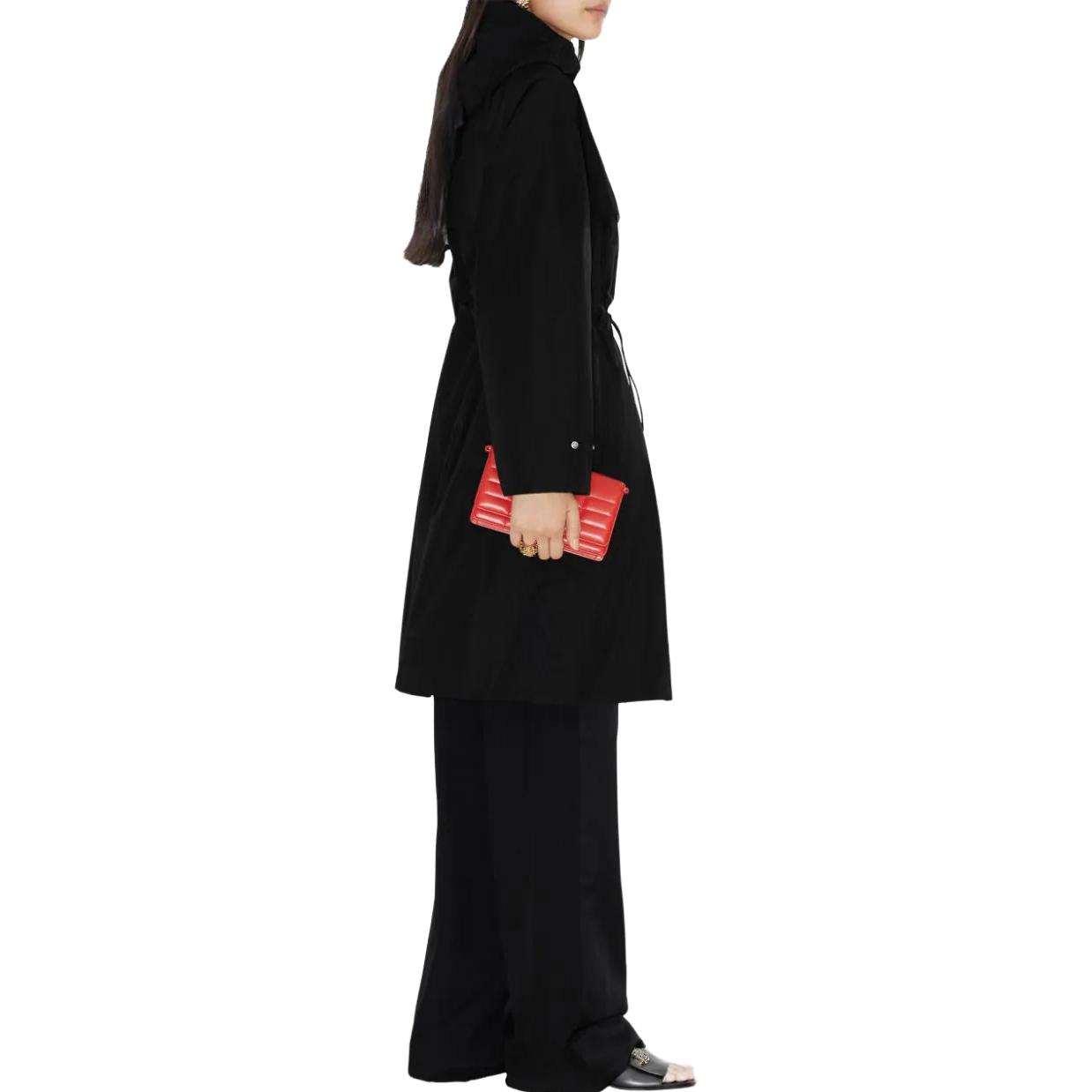 (Women) Burberry  Solid Color Zipper Hoodie Long Sleeve Trench Coat Black 80707631 圖 4