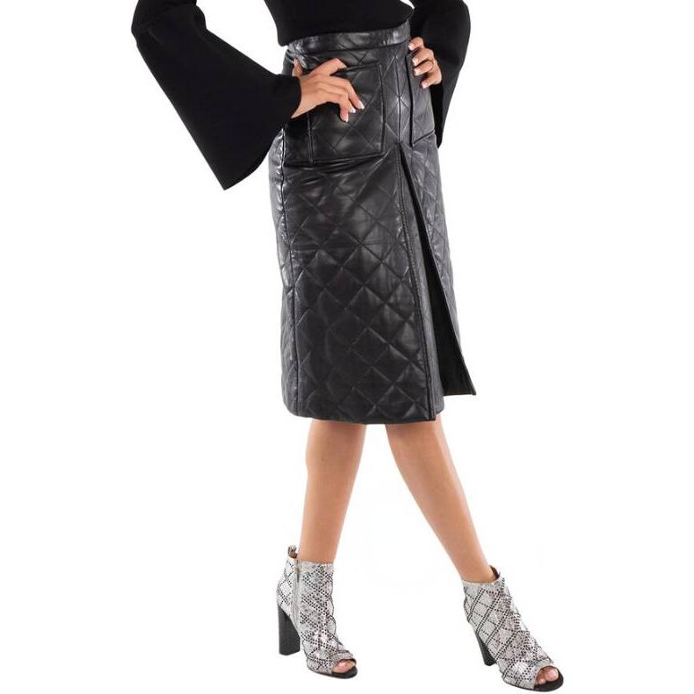 Lookbook (W) Burberry Rok Midi Kasual Pinggang Tinggi Hitam 80364251