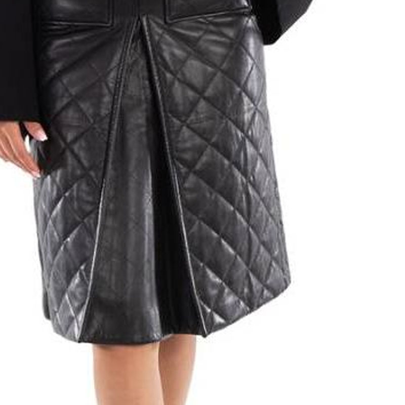 Purchase (W) Burberry Rok Midi Kasual Pinggang Tinggi Hitam 80364251