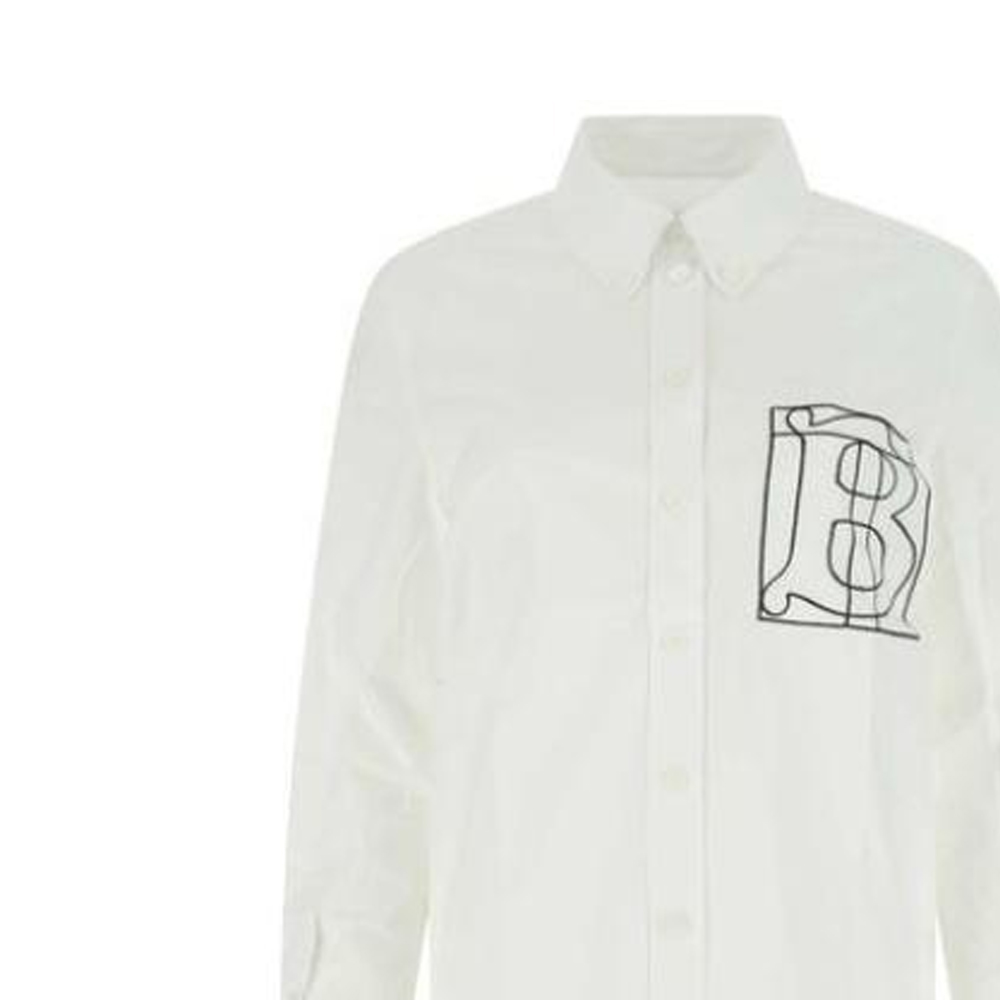 (Women) Burberry  Solid Logo Print Shirt - White 8054956 圖 4