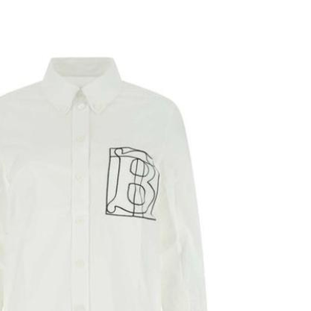 (Women) Burberry  Solid Logo Print Shirt - White 8054956 圖 7