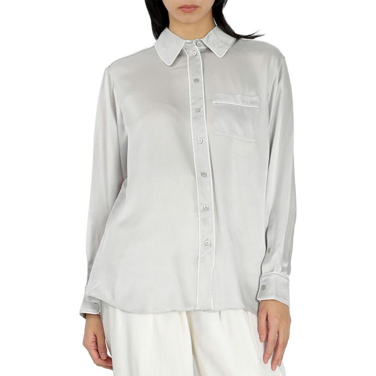 (Women) Burberry  Solid Long Sleeve Button-Down Shirt in White. 80295361 圖 4