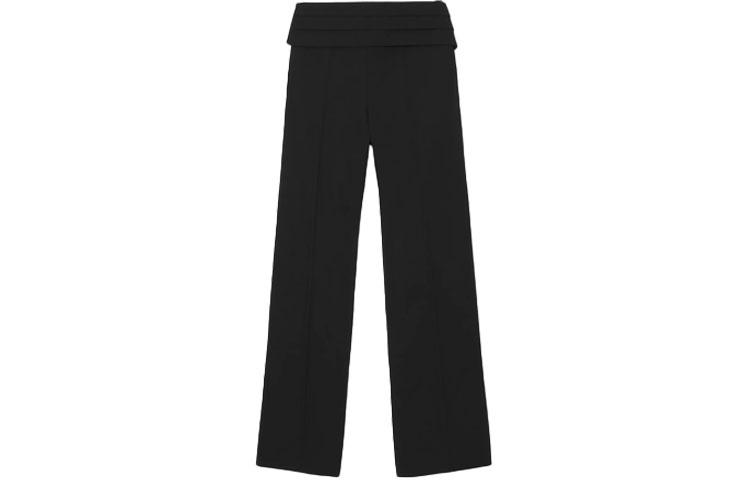 Order (W) Pantalones de Traje Rectos Negros Burberry con Pliegues Sólidos. 80407261