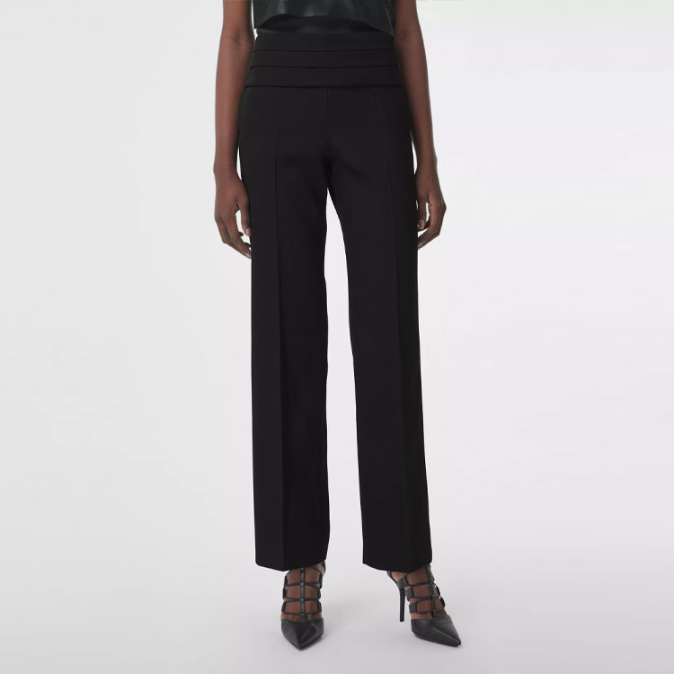 Shop (W) Pantalones de Traje Rectos Negros Burberry con Pliegues Sólidos. 80407261
