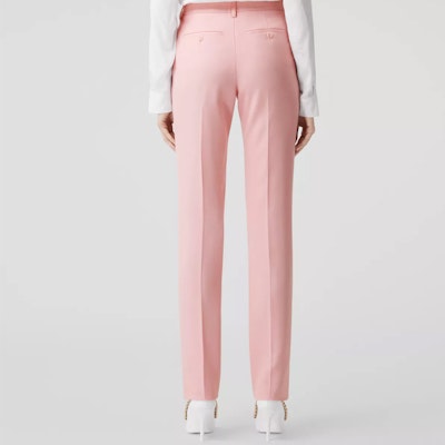 (W) Pantalones rectos con pliegues y cremallera Burberry en rosa concha. 80630841 Shop (W) Pantalones rectos con pliegues y cremallera Burberry en rosa concha. 80630841