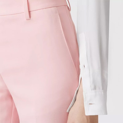 (W) Pantalones rectos con pliegues y cremallera Burberry en rosa concha. 80630841 Purchase (W) Pantalones rectos con pliegues y cremallera Burberry en rosa concha. 80630841