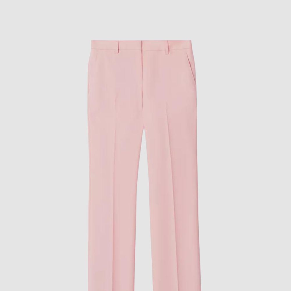 Details for (W) Pantalones rectos con pliegues y cremallera Burberry en rosa concha. 80630841