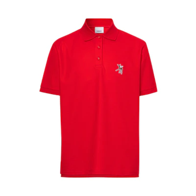 (Women) Burberry Solid Red Loose Fit Short Sleeve Polo Shirt 80333891