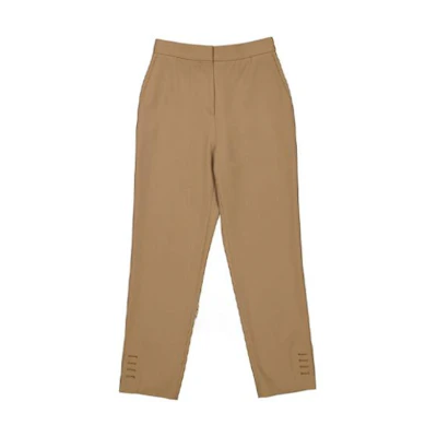 (Women) Burberry Solid Straight-Leg Casual Pants Khaki Color 45608181