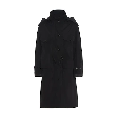 (Women) Burberry Solid Taffeta Hooded Coat Jacket Black 80344741