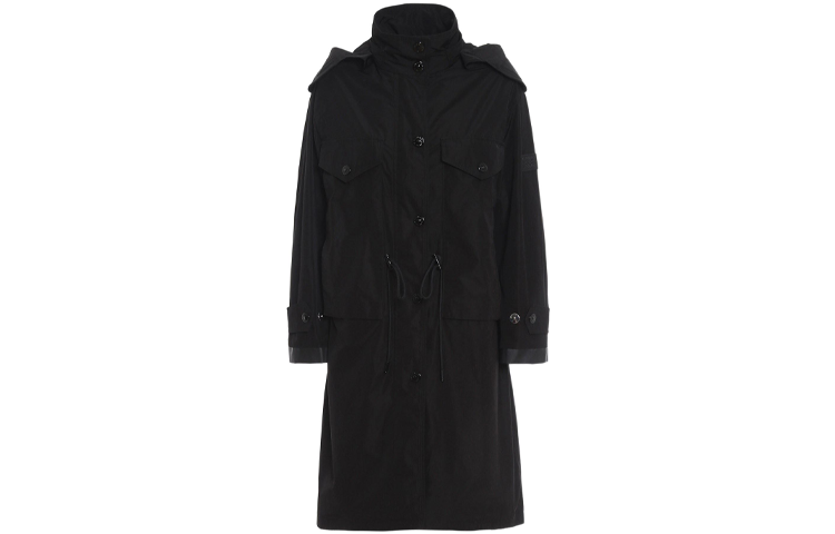 Order (W) 버버리 솔리드 태프타 후드 코트 재킷 블랙 80344741