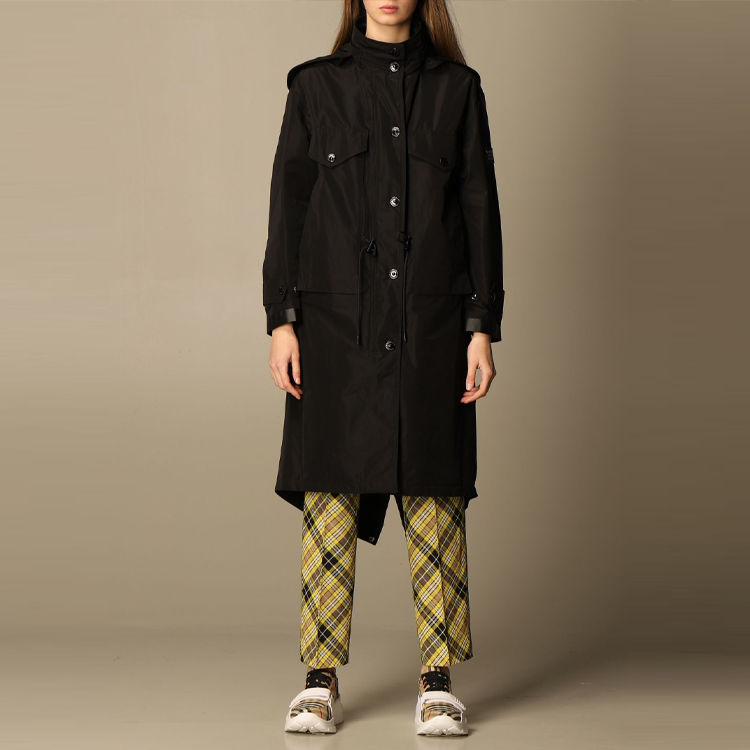 Shop (W) 버버리 솔리드 태프타 후드 코트 재킷 블랙 80344741