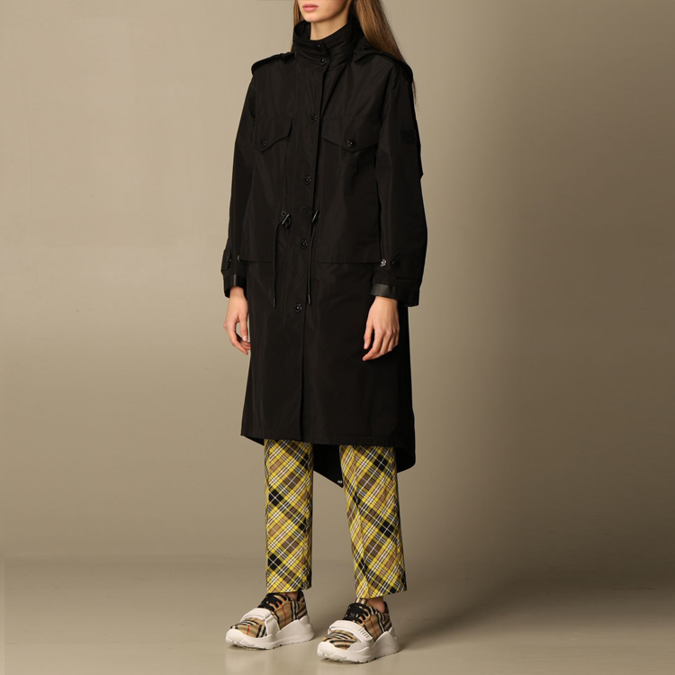 Sizing (W) 버버리 솔리드 태프타 후드 코트 재킷 블랙 80344741