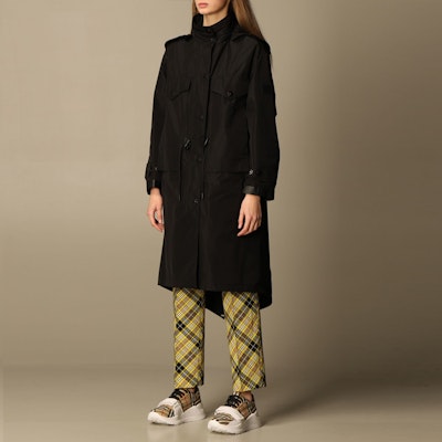 (W) 버버리 솔리드 태프타 후드 코트 재킷 블랙 80344741 Sizing (W) 버버리 솔리드 태프타 후드 코트 재킷 블랙 80344741