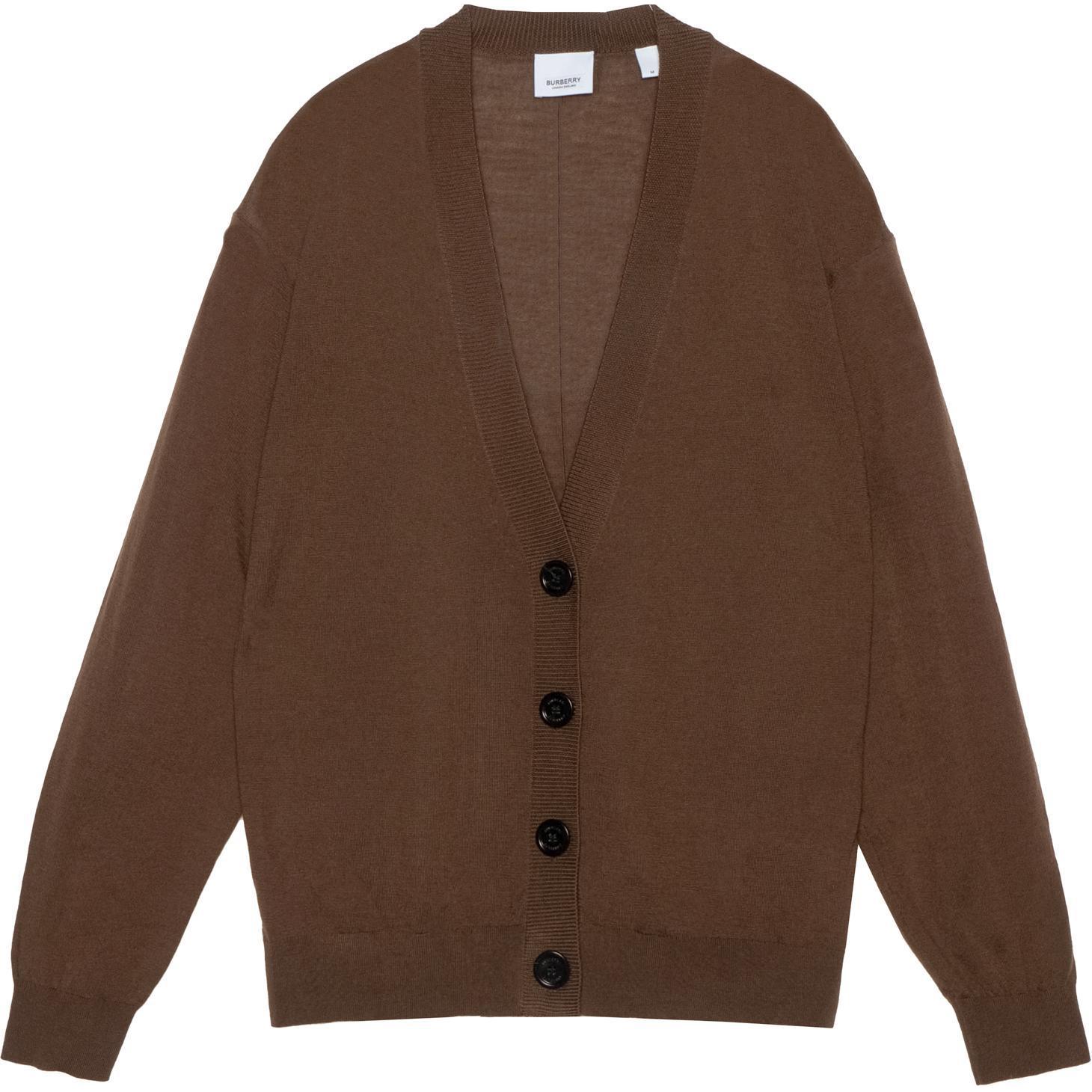 Order (W) Burberry Cardigan Rajut Coklat V-Neck Kancing Depan Solid. 80211781