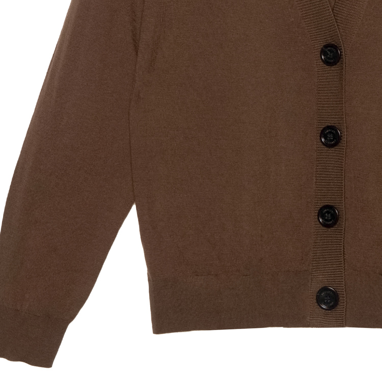 Sizing (W) Burberry Cardigan Rajut Coklat V-Neck Kancing Depan Solid. 80211781