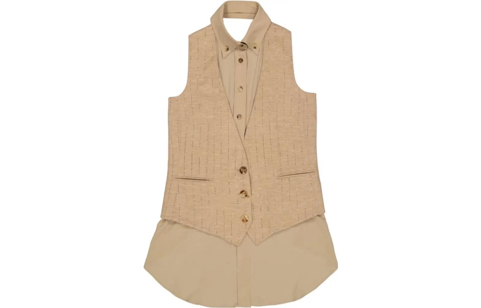 (Women) Burberry  Solid V-Neck Buttoned Sleeveless Vest Beige 45642821 圖 2