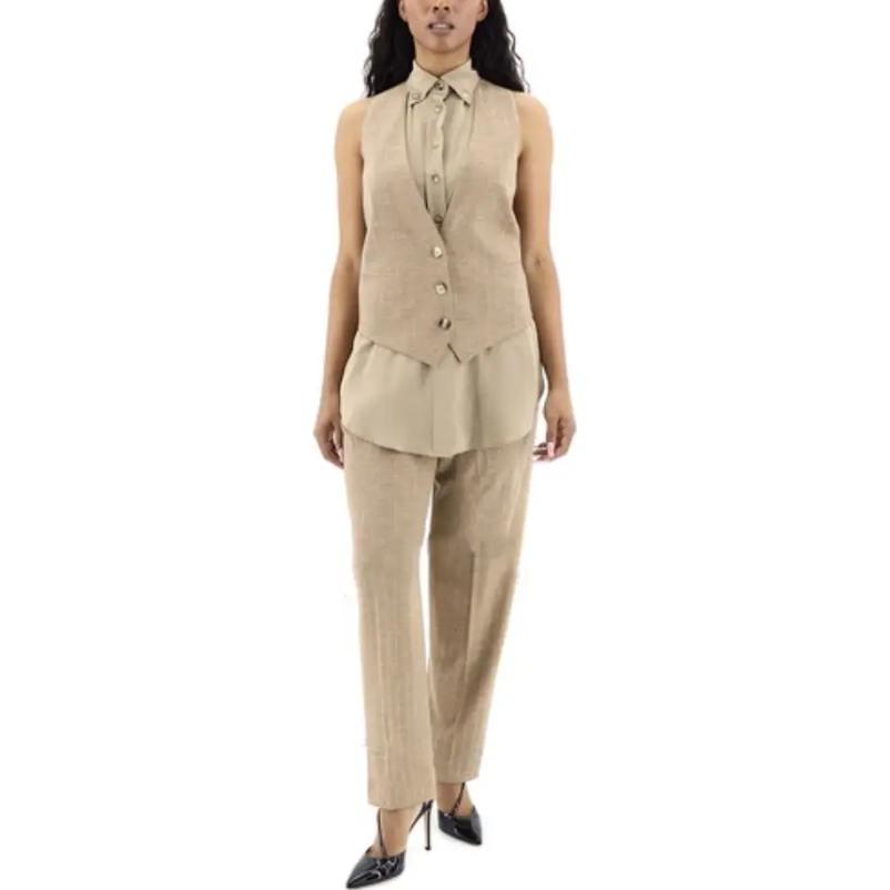 (Women) Burberry  Solid V-Neck Buttoned Sleeveless Vest Beige 45642821 圖 3